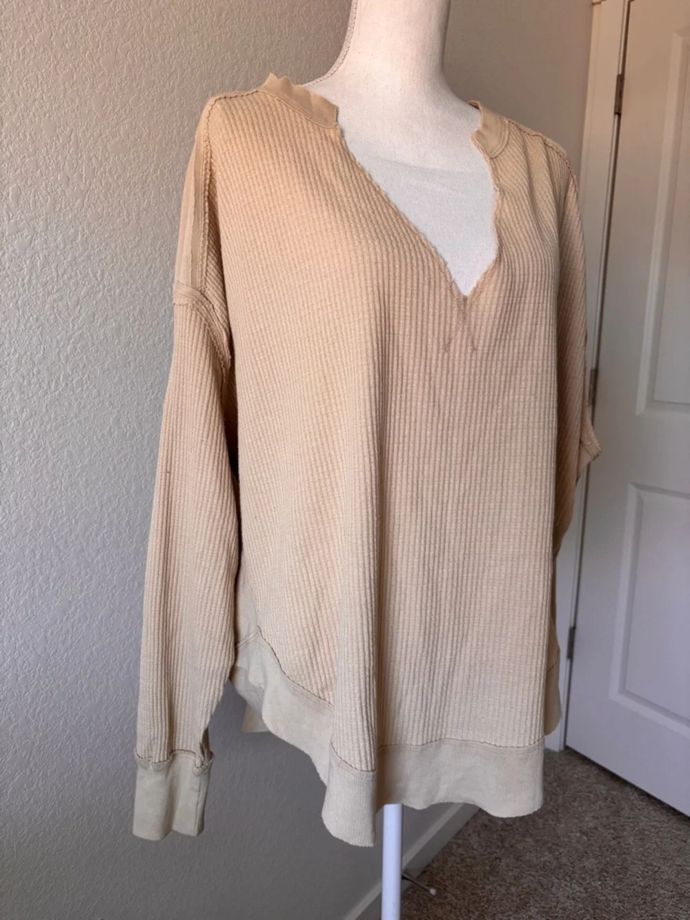 Free People Owen Thermal Waffle Knit Pullover Sz Small